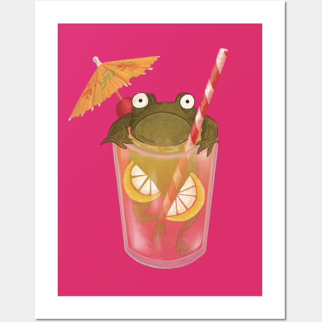 The Sad Frog in the Lemonade Wall Art by DIKittyPants